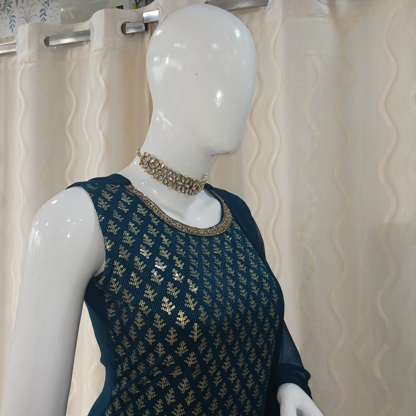 Straight Cut Garara 3-Piece Suit with Dupatta and Detachable Sleeves