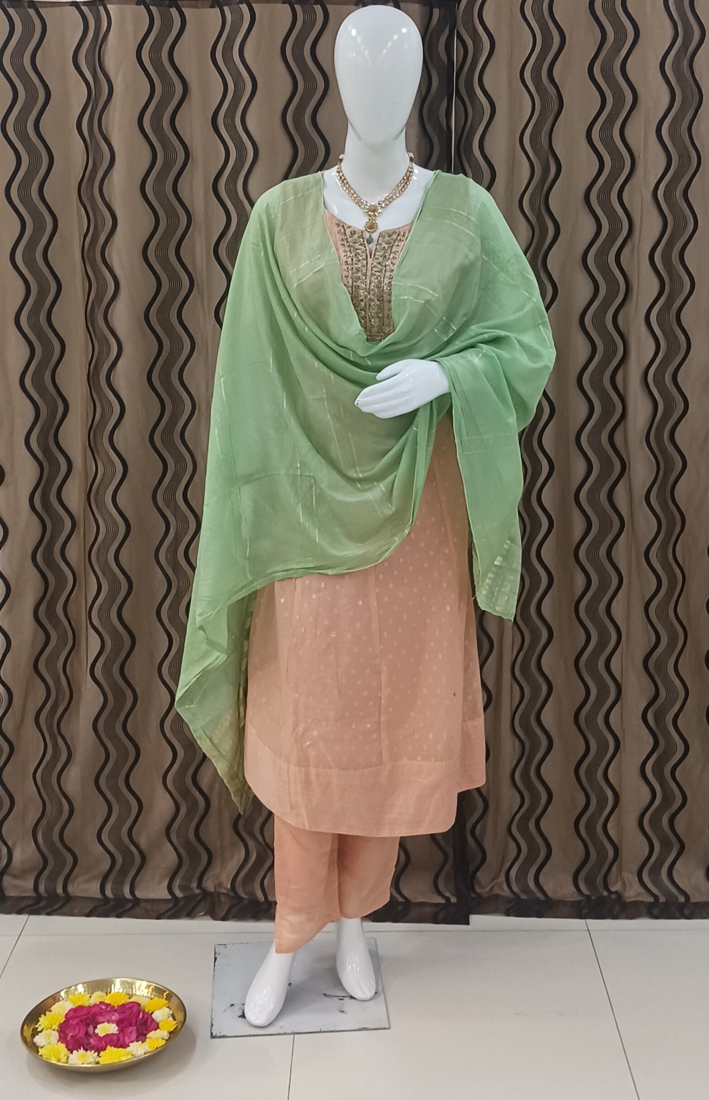 Anarkali 3-Piece Suit with Dupatta and Detachable Sleeves