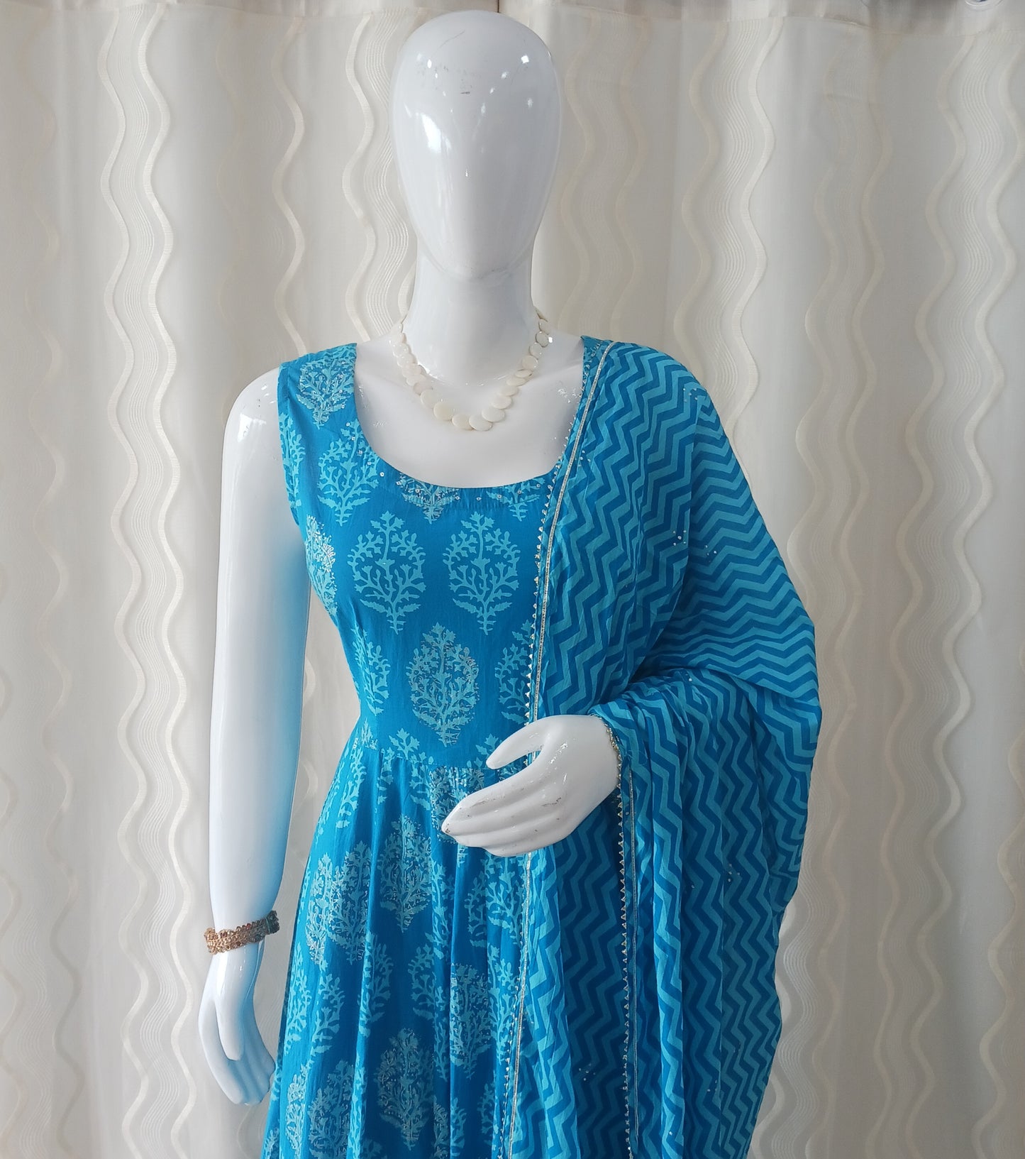 Anarkali 3-Piece Suit with Dupatta and Sleeveless