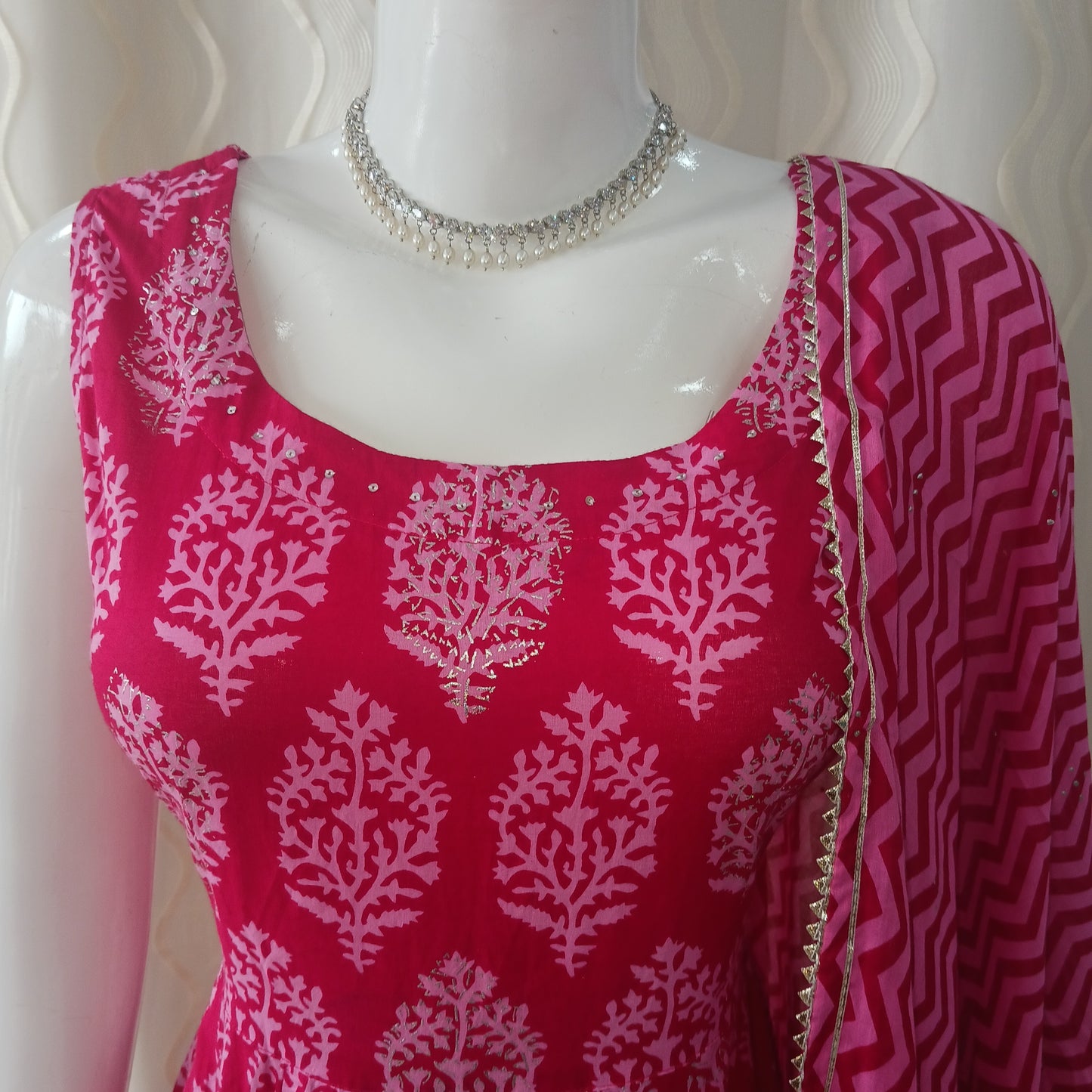 Anarkali 3-Piece Suit with Dupatta and Sleeveless