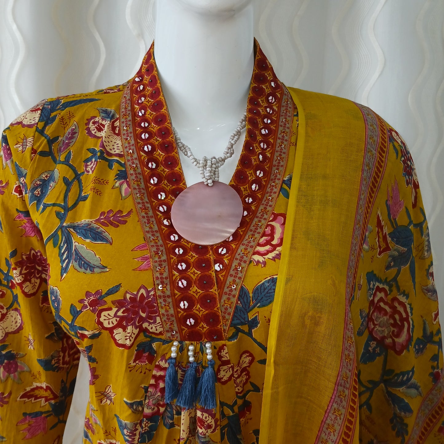 Anarkali 3-Piece Suit with Dupatta and 3/4 Sleeves