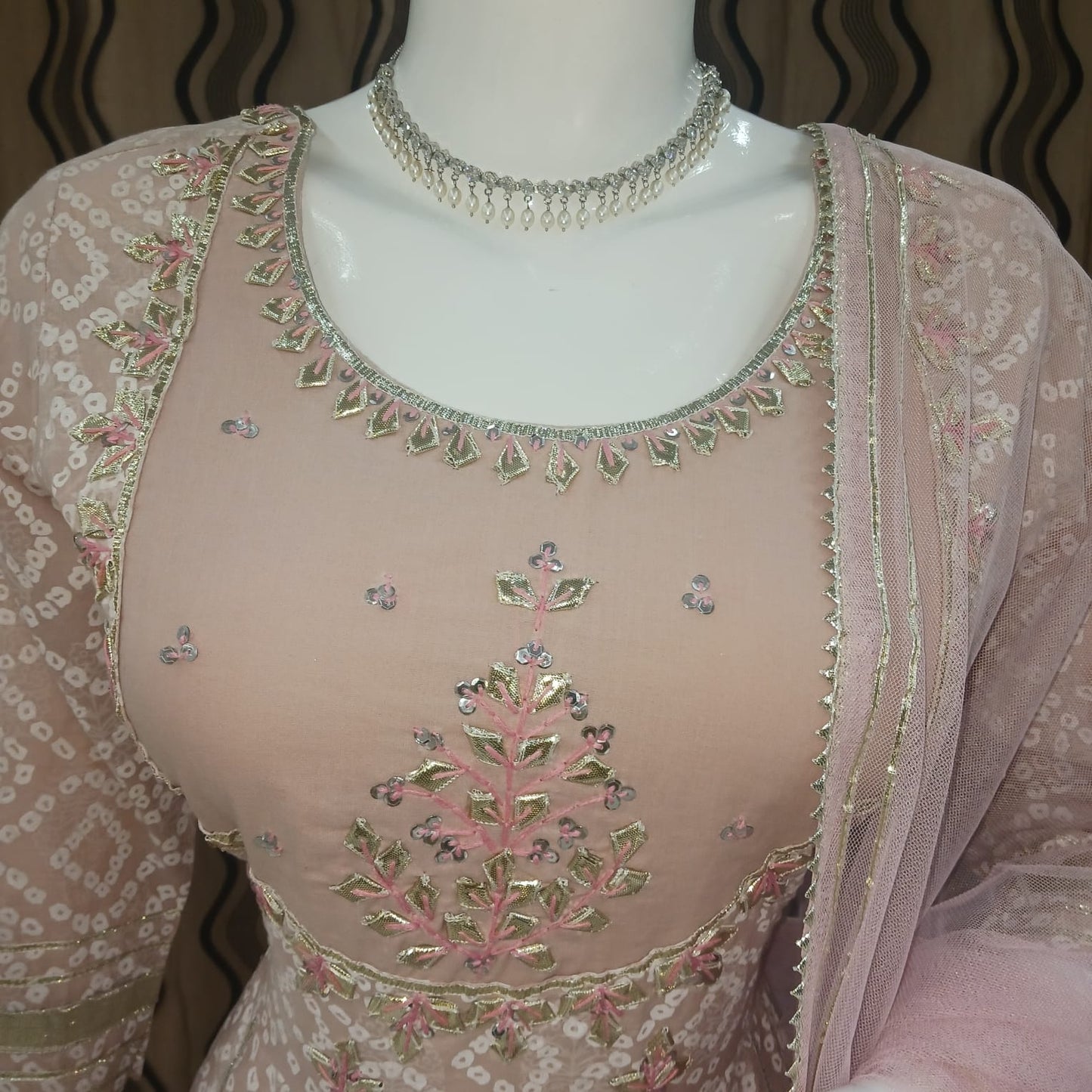 Anarkali Full Flair 3-piece suit with Net Dupatta