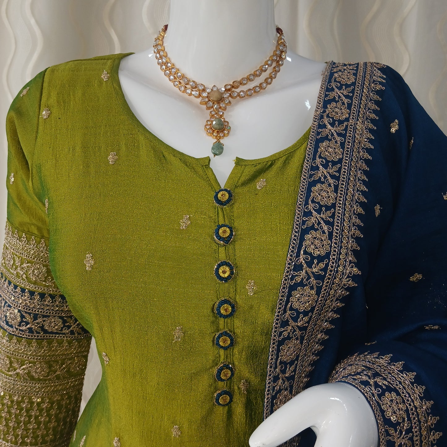 Straight Cut 3-Piece Suit with Dupatta and Full Sleeves