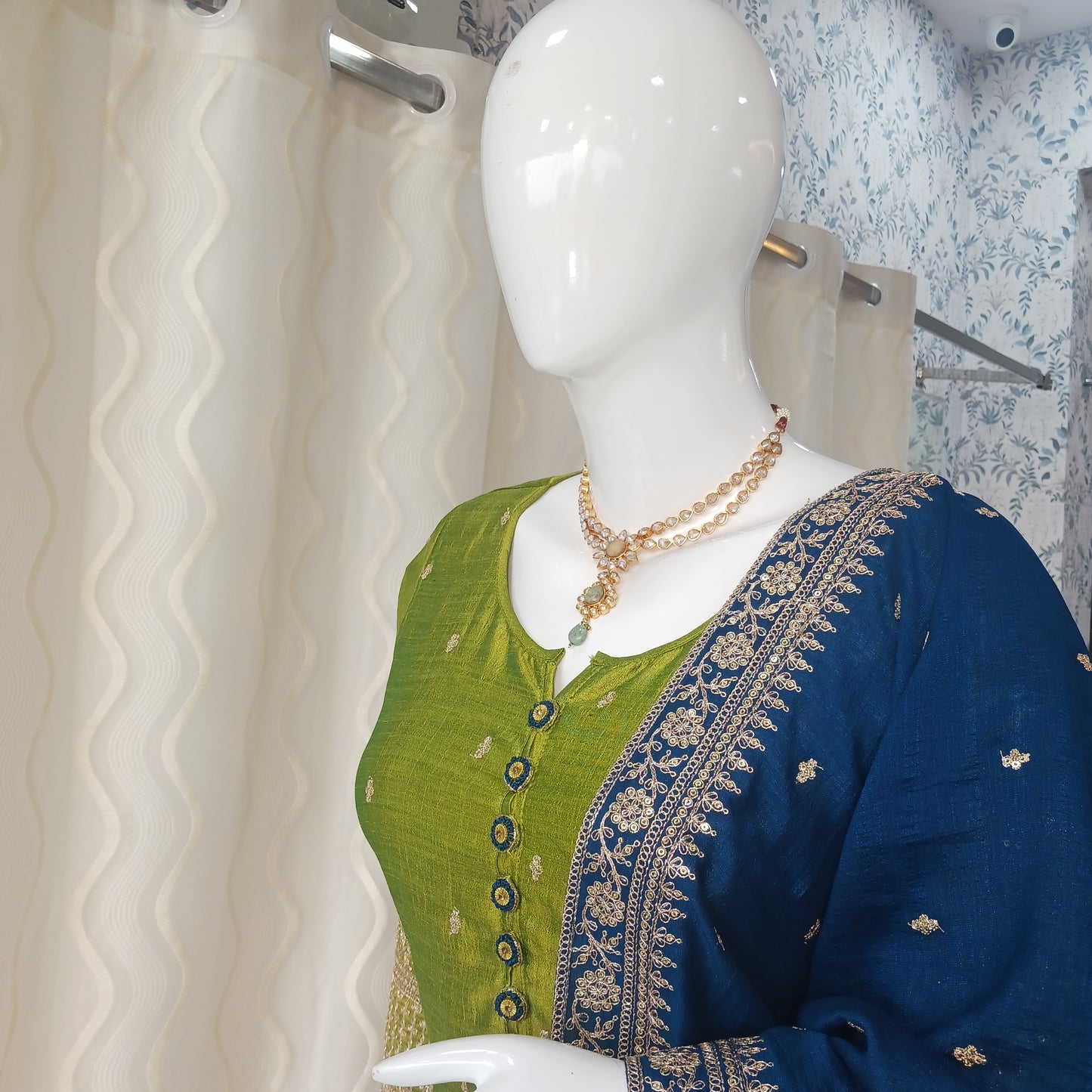 Straight Cut 3-Piece Suit with Dupatta and Full Sleeves