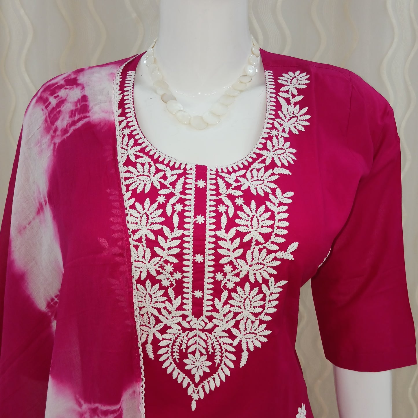 Straight Cut 3 - Piece Suit with Dupatta and 3/4 Sleeve