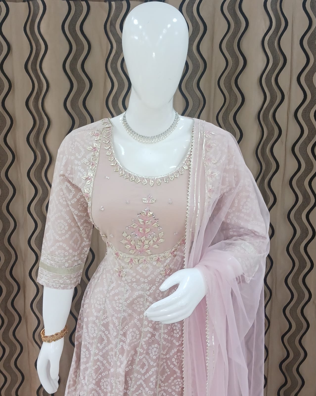 Anarkali Full Flair 3-piece suit with Net Dupatta
